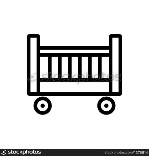 cot on wheels icon vector. cot on wheels sign. isolated contour symbol illustration. cot on wheels icon vector outline illustration