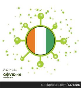 Cote d Ivoire / Ivory Coast Coronavius Flag Awareness Background. Stay home, Stay Healthy. Take care of your own health. Pray for Country
