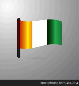 Cote d Ivoire / Ivory Coast waving Shiny Flag design vector
