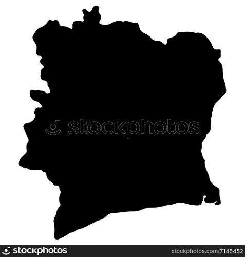 Cote d&rsquo;Ivoire map silhouette vector illustration Eps 10.. Cote d&rsquo;Ivoire map silhouette vector illustration Eps 10