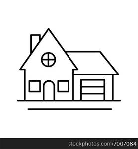Cottage, family house, residence linear icon. Real property thin line illustration. Accommodation, home and private apartment contour symbol. Vector isolated outline drawing