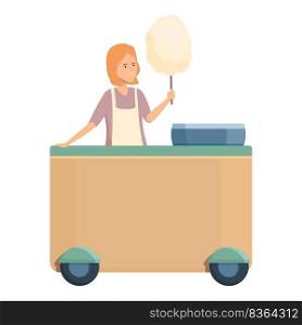 Cotton candy cart icon cartoon vector. Sweet machine. Fair stall. Cotton candy cart icon cartoon vector. Sweet machine