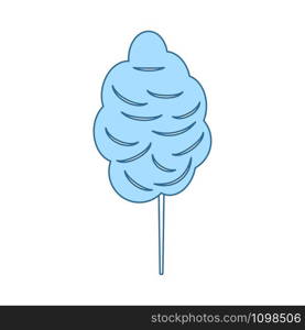 Cotton Candy Icon. Thin Line With Blue Fill Design. Vector Illustration.