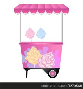 Cotton candy kiosk icon. Cartoon of cotton candy kiosk vector icon for web design isolated on white background. Cotton candy kiosk icon, cartoon style