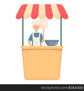 Cotton candy seller icon cartoon vector. Cart food. Shop vendor. Cotton candy seller icon cartoon vector. Cart food