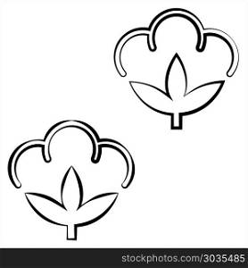 Cotton Flower Icon, Cotton Ball, Cotton Fiber Vector Art Illustration. Cotton Flower Icon, Cotton Ball, Cotton Fiber