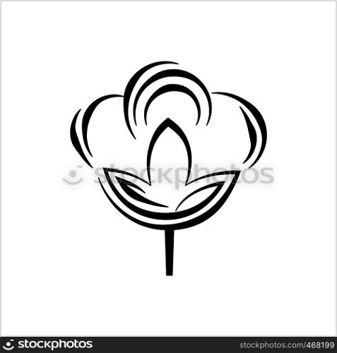 Cotton Flower Icon, Cotton Ball, Cotton Fiber Vector Art Illustration