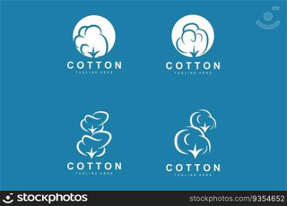 Cotton Logo, Soft Cotton Flower Design Vector Natural Organic Plants Apparel Materials And Beauty Textiles