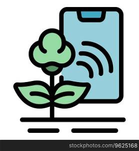 Cotton plant control icon outline vector. Digital agriculture. App data color flat. Cotton plant control icon vector flat