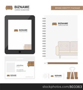 Couch Business Logo, Tab App, Diary PVC Employee Card and USB Brand Stationary Package Design Vector Template