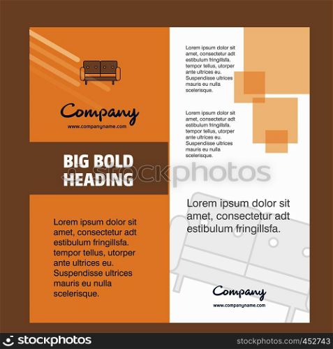 Couch Company Brochure Title Page Design. Company profile, annual report, presentations, leaflet Vector Background