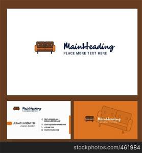 Couch Logo design with Tagline & Front and Back Busienss Card Template. Vector Creative Design