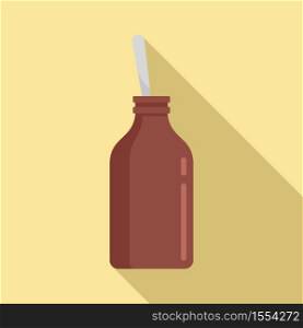 Cough syrup bottle icon. Flat illustration of cough syrup bottle vector icon for web design. Cough syrup bottle icon, flat style