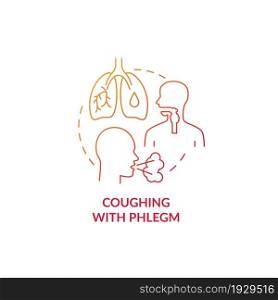 Coughing with phlegm red gradient concept icon. Pneumonia symptom abstract idea thin line illustration. Acute health condition. Several lung disease. Vector isolated outline color drawing. Coughing with phlegm red gradient concept icon