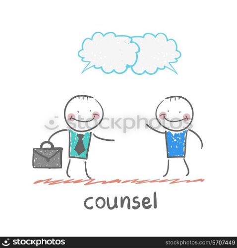 counsel . Fun cartoon style illustration. The situation of life.