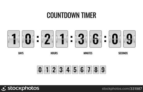 Countdown clock. Counter timer clocks counts day digital down watch numeric minute coming score hour display web page vector template. Countdown clock. Counter timer clocks counts day digital down watch numeric minute coming score hour display web page