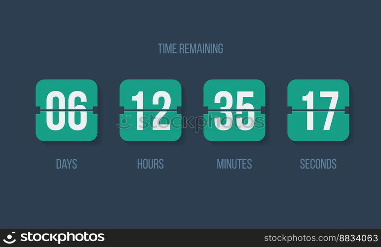 Countdown clock flip counter digital timer vector image
