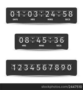 Countdown clock timer analog display mechanical time indicator black vector illustration