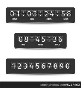 Countdown clock timer analog display mechanical time indicator black vector illustration