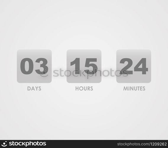 Countdown counter timer isolated on grey back. Countdown counter timer