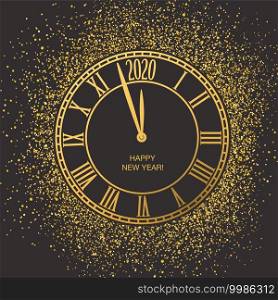 Countdown on classical clock interface to New Year 2020. New year golden design concept, greeting card, etc