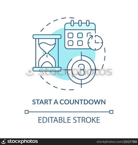 Countdown promo concept icon. Start boosting customer engagement. Small business marketing strategy abstract idea thin line illustration. Vector isolated outline color drawing. Editable stroke. Countdown promo concept icon