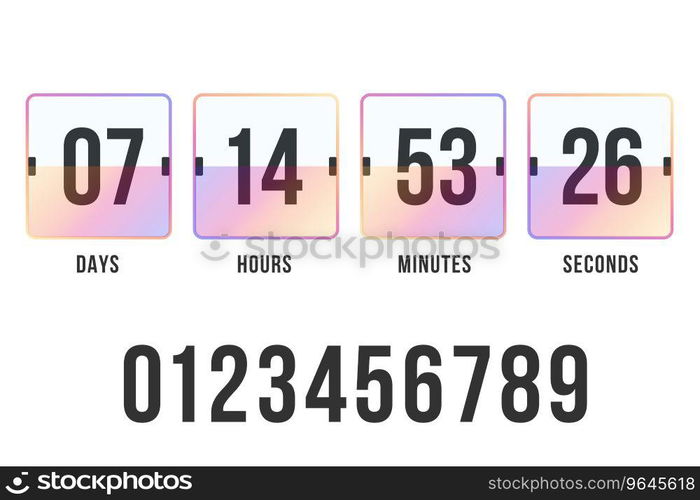 Countdown timer clock counter digital scoreboard Vector Image