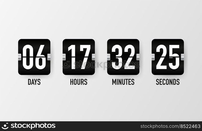 Countdown timer. Clock counter. Mechanical scoreboard. Vector template for your design. Countdown timer. Clock counter. Mechanical scoreboard. Vector template for your design.