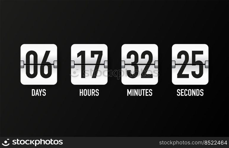 Countdown timer. Clock counter. Mechanical scoreboard. Vector template for your design. Countdown timer. Clock counter. Mechanical scoreboard. Vector template for your design.