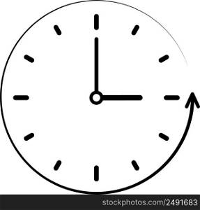 Counter clock wise passing time sign, vector clock, minute hour