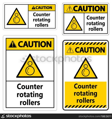 Counter rotating rollers sign on white background