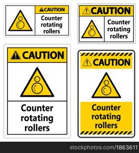 Counter rotating rollers sign on white background