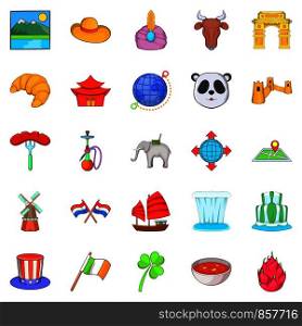 Countries of the world icons set. Cartoon set of 25 countries of the world vector icons for web isolated on white background. Countries of the world icons set, cartoon style