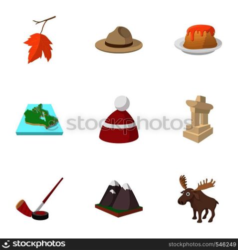 Country Canada icons set. Cartoon illustration of 9 country Canada vector icons for web. Country Canada icons set, cartoon style