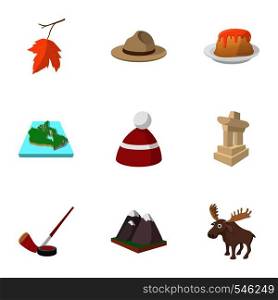 Country Canada icons set. Cartoon illustration of 9 country Canada vector icons for web. Country Canada icons set, cartoon style