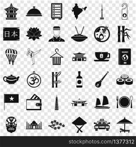 Country dish icons set. Simple style of 36 country dish vector icons for web for any design. Country dish icons set, simple style