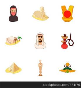 Country Egypt icons set. Cartoon illustration of 9 country Egypt vector icons for web. Country Egypt icons set, cartoon style