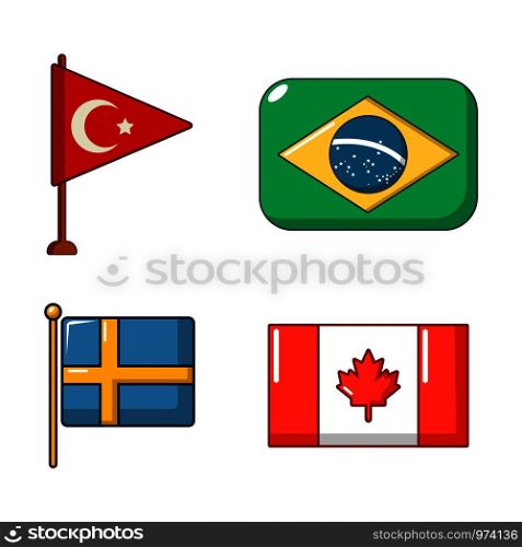 Country flag icon set. Cartoon set of country flag vector icons for web design isolated on white background. Country flag icon set, cartoon style