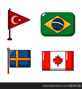 Country flag icon set. Cartoon set of country flag vector icons for web design isolated on white background. Country flag icon set, cartoon style