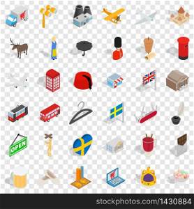 Country icons set. Isometric style of 36 country vector icons for web for any design. Country icons set, isometric style