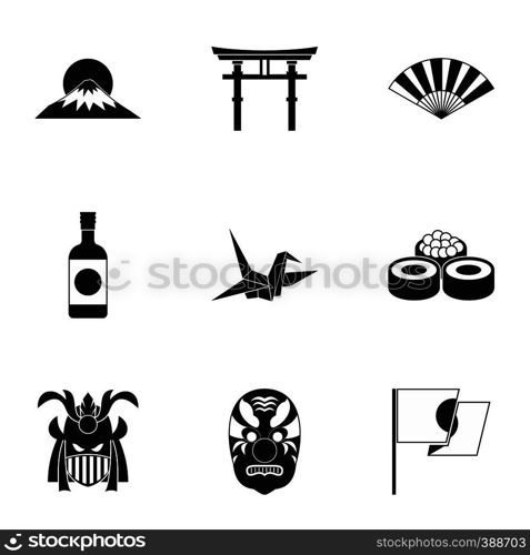 Country Japan icons set. Simple illustration of 9 country Japan vector icons for web. Country Japan icons set, simple style