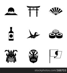 Country Japan icons set. Simple illustration of 9 country Japan vector icons for web. Country Japan icons set, simple style