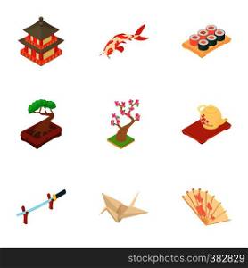 Country South Korea icons set. Cartoon illustration of 9 country South Korea vector icons for web. Country South Korea icons set, cartoon style