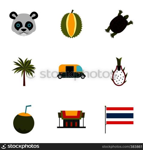 Country Thailand icons set. Flat illustration of 9 country Thailand vector icons for web. Country Thailand icons set, flat style