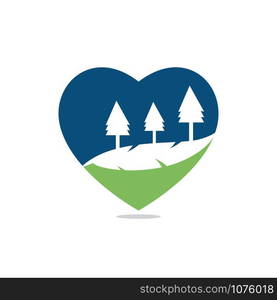 Countryside in shape of heart. Love of landscape. Logo or icon vector design template