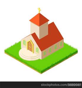 County church icon. Isometric illustration of county church vector icon for web. County church icon, isometric style