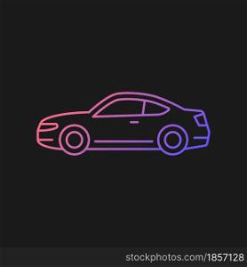Coupe car gradient vector icon for dark theme. Two-door sports automobile. Performance-oriented vehicle. Fixed roof. Thin line color symbol. Modern style pictogram. Vector isolated outline drawing. Coupe car gradient vector icon for dark theme