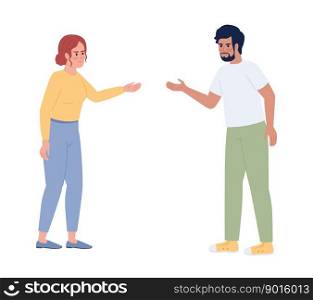 Couple arguing all time over small things semi flat color vector characters. Editable figures. Full body people on white. Simple cartoon style spot illustration for web graphic design and animation. Couple arguing all time over small things semi flat color vector characters