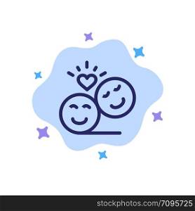 Couple, Avatar, Smiley Faces, Emojis, Valentine Blue Icon on Abstract Cloud Background