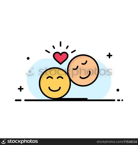Couple, Avatar, Smiley Faces, Emojis, Valentine Business Logo Template. Flat Color